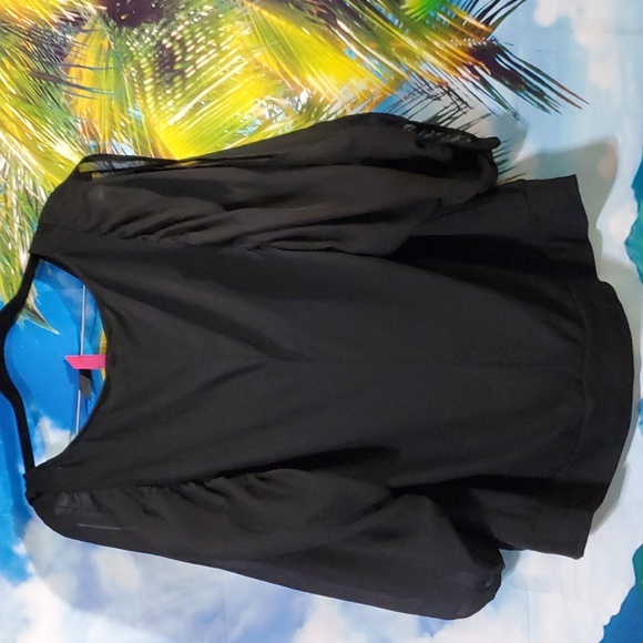 Pure energy cold shoulder balloon sleeves blouse women's size 2 - Picture 3 of 5